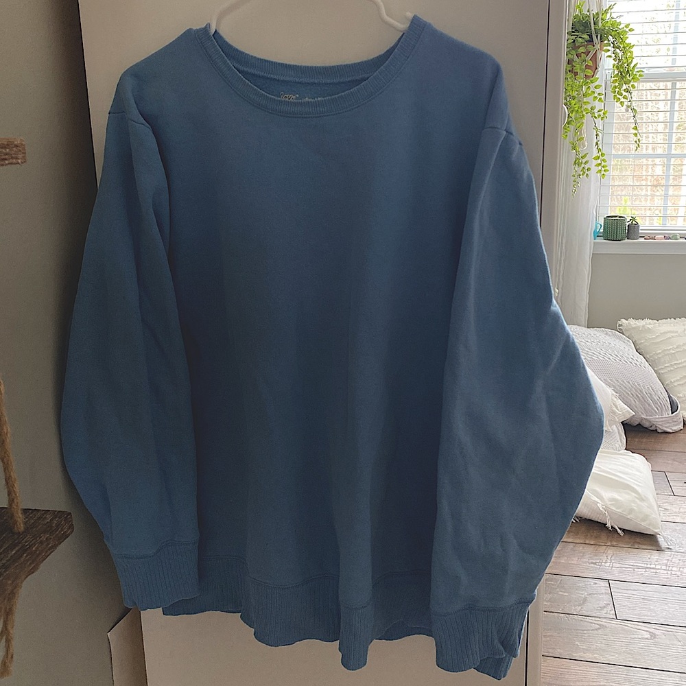 light blue crewneck sweatshirt